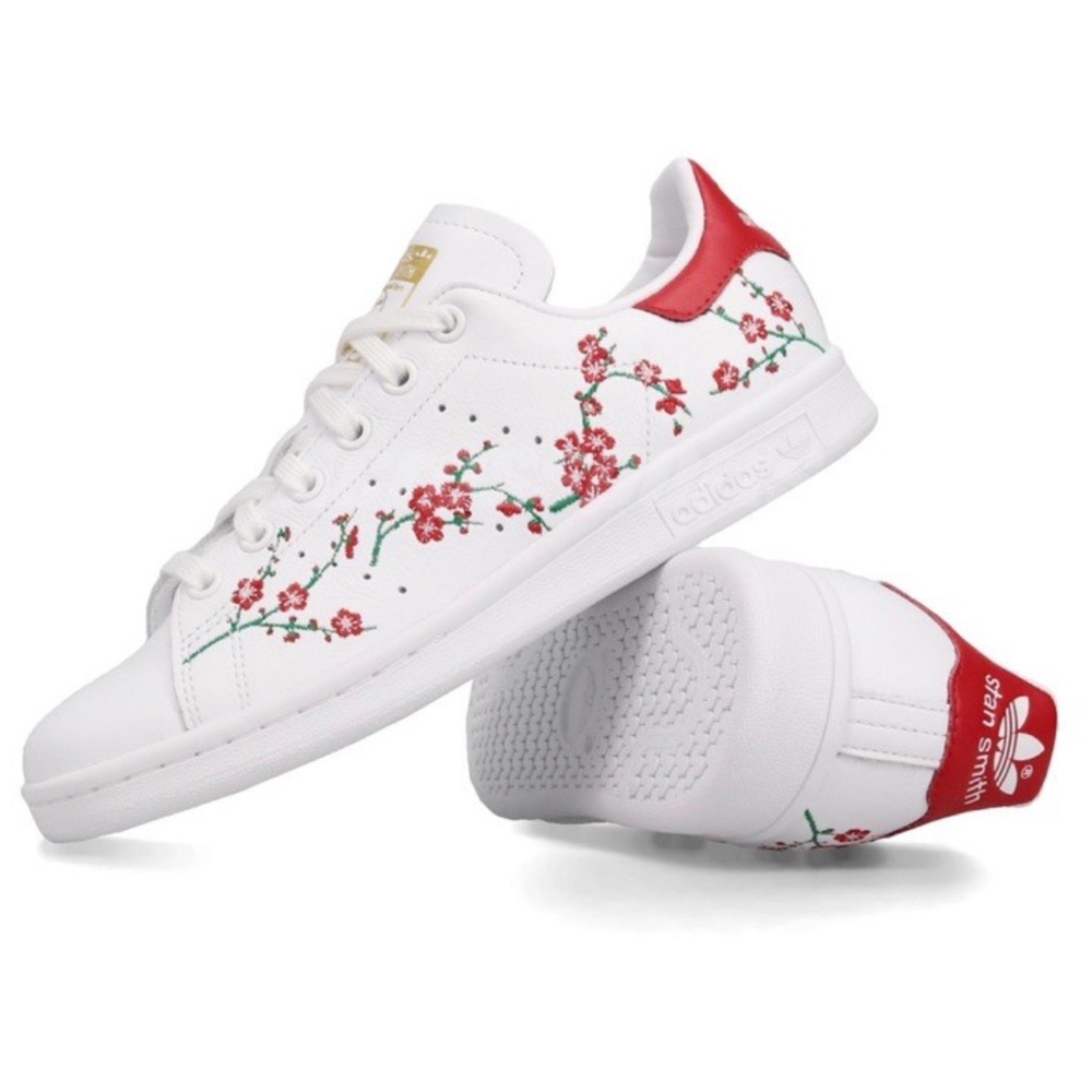 Adidas Cherry Blossom Sakura Stan Smith Sneakers 6.5 - Picture 2 of 14